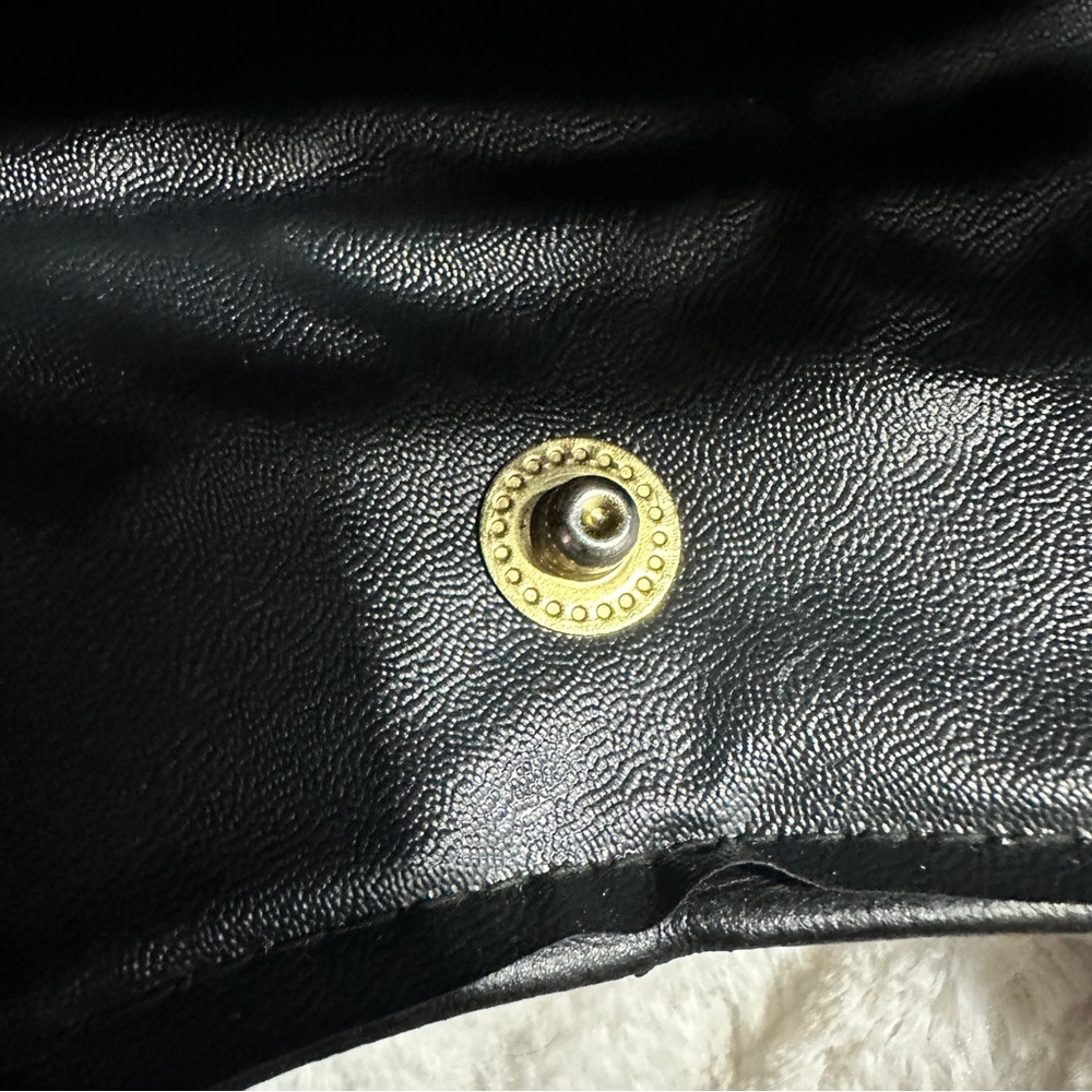 Black leather midcentury 70’s handbag Bakelite top handle Vintage Purse Whimsy - Picture 9 of 16